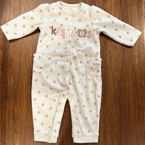 Carter's Cream and Brown Polka Dot Footie